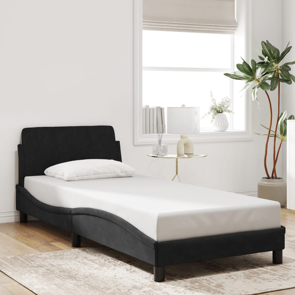 Bed Frame with Headboard "Dover" Black 80x200 cm Velvet