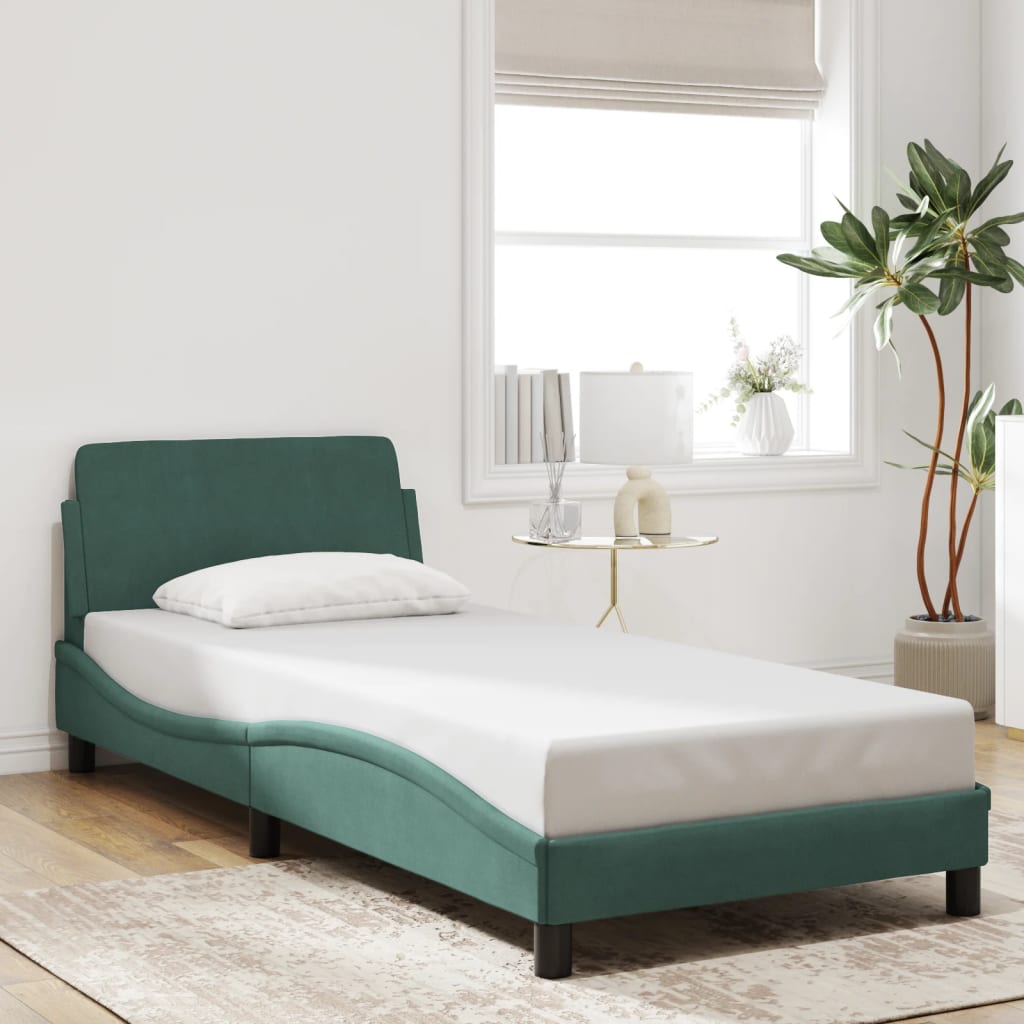 Bed Frame "Dover" Dark Green 80x200 cm Velvet