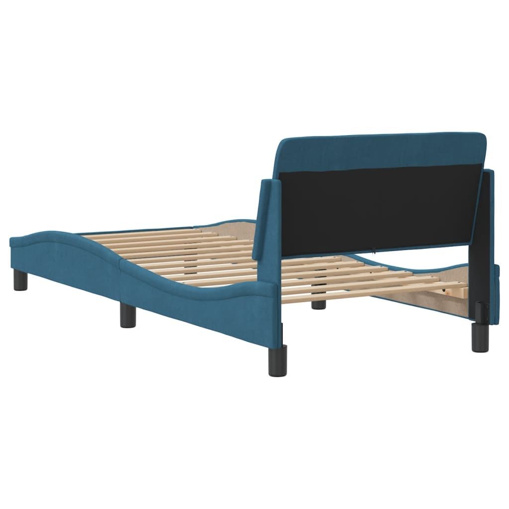 Bed Frame with Headboard "Dover" Blue 80x200 cm Velvet