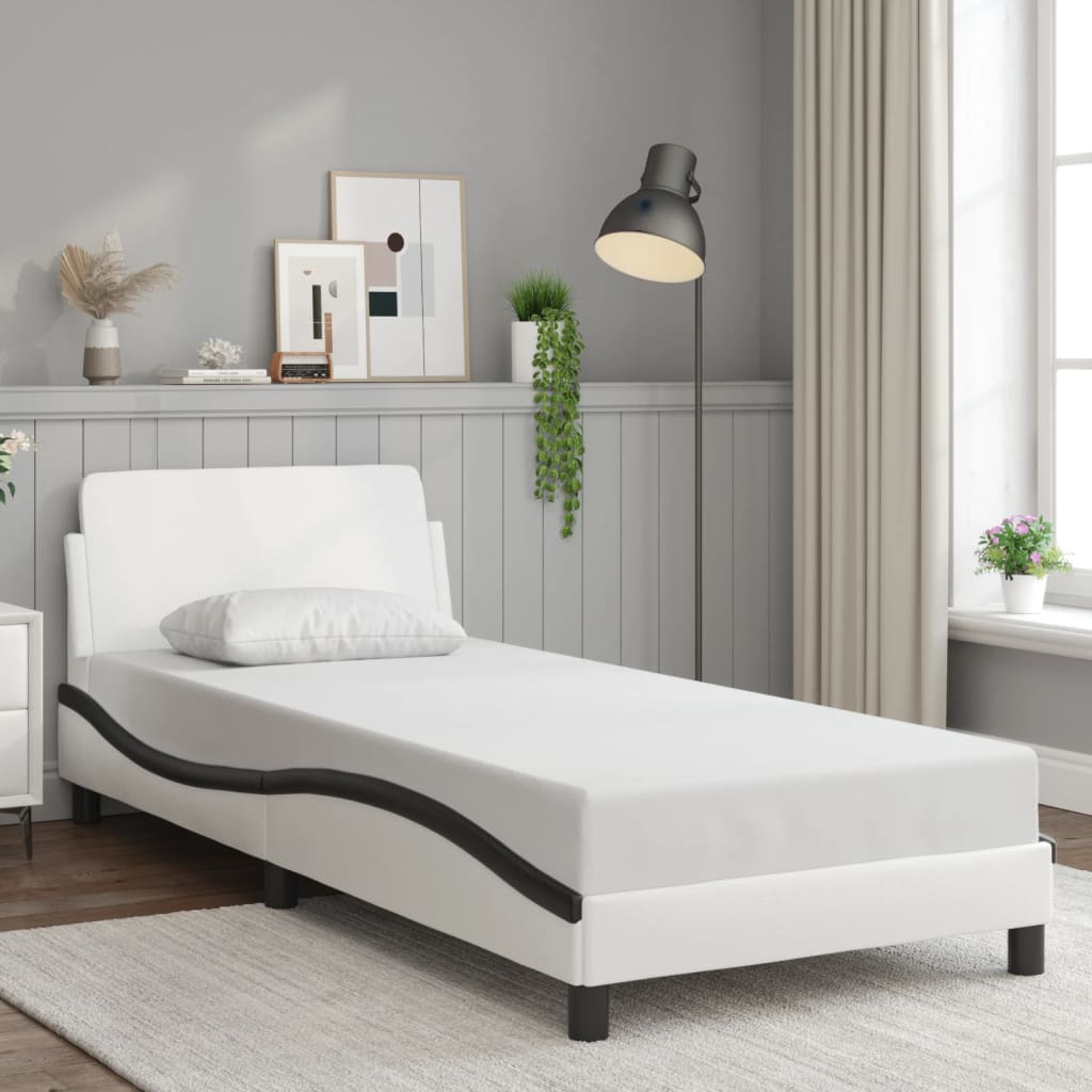 Bed Frame "Dover" White&Black 80x200 cm Faux Leather