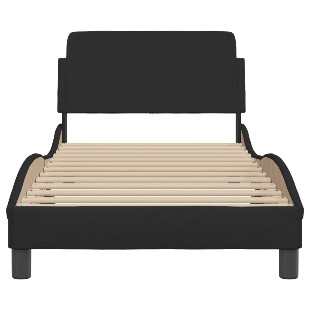 Bed Frame with Headboard "Dover" Black 90x190 cm Fabric
