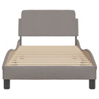 Bed Frame with Headboard "Dover" Taupe 90x190 cm Fabric