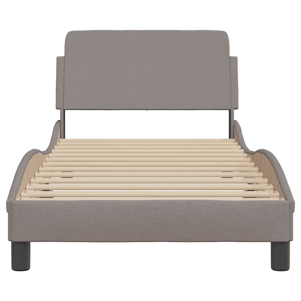 Bed Frame with Headboard "Dover" Taupe 90x190 cm Fabric