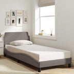 Bed Frame with Headboard "Dover" Taupe 90x190 cm Fabric