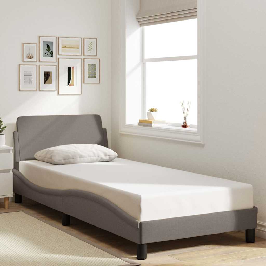 Bed Frame with Headboard "Dover" Taupe 90x190 cm Fabric