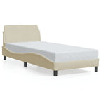 Bed Frame with Headboard "Dover" Cream 90x190 cm Fabric