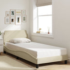 Bed Frame with Headboard "Dover" Cream 90x190 cm Fabric