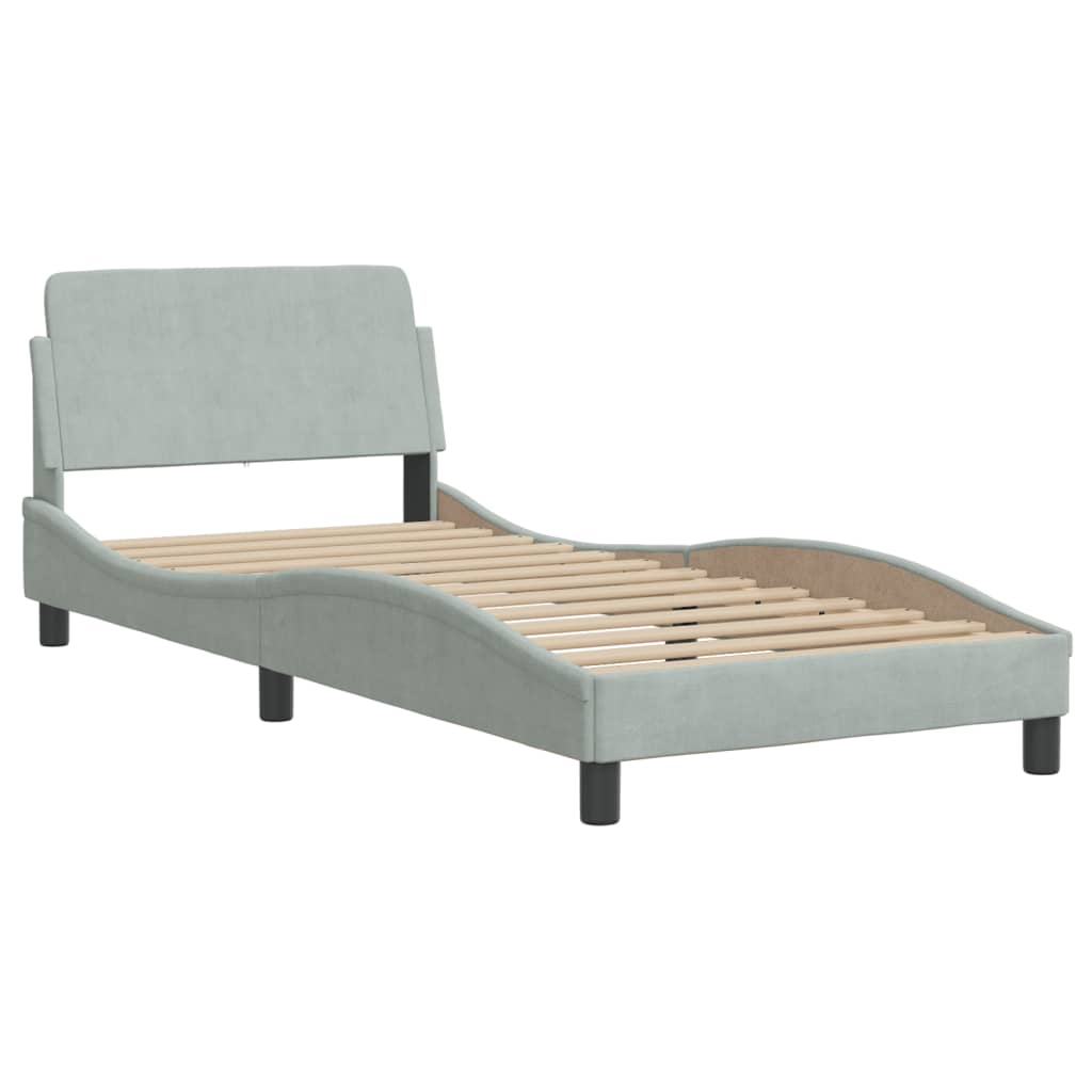 Bed Frame "Dover" Light Grey 90x190 cm Velvet