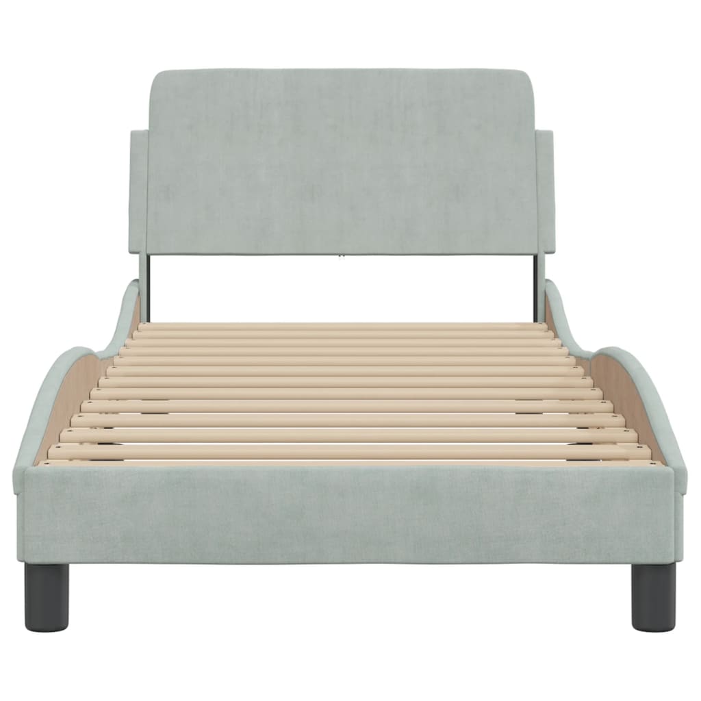 Bed Frame "Dover" Light Grey 90x190 cm Velvet