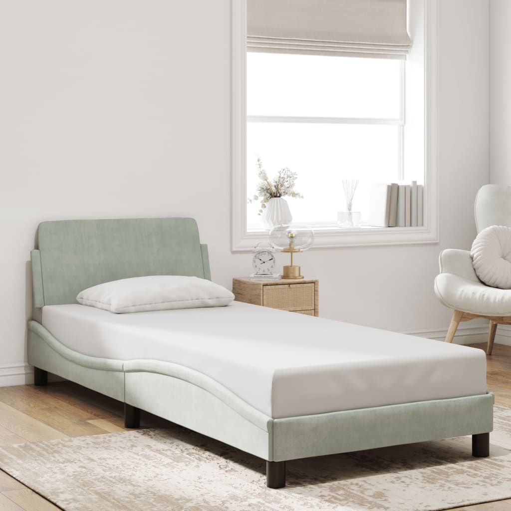 Bed Frame "Dover" Light Grey 90x190 cm Velvet