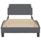 Bed Frame "Dover" Dark Grey 90x190 cm Velvet