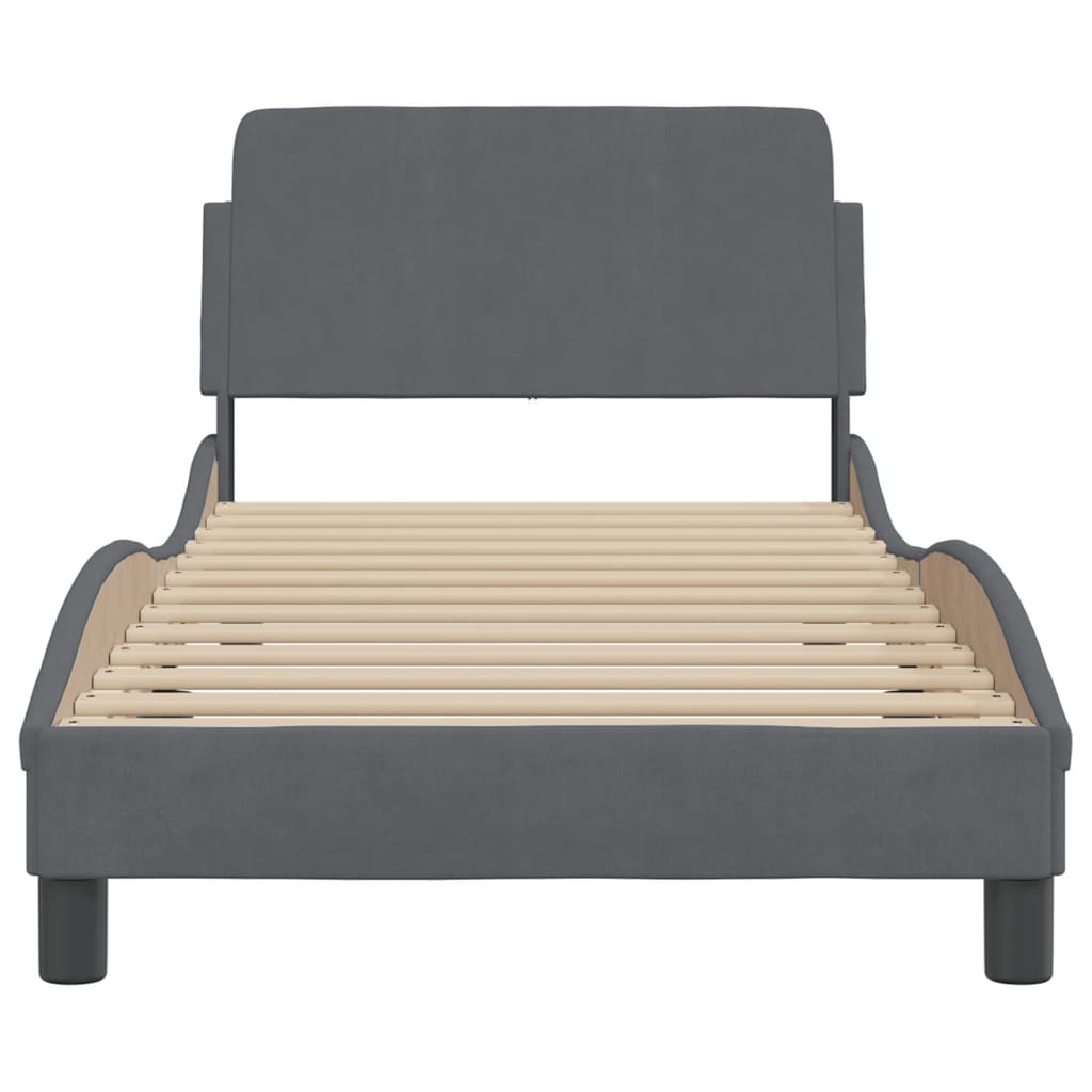 Bed Frame "Dover" Dark Grey 90x190 cm Velvet