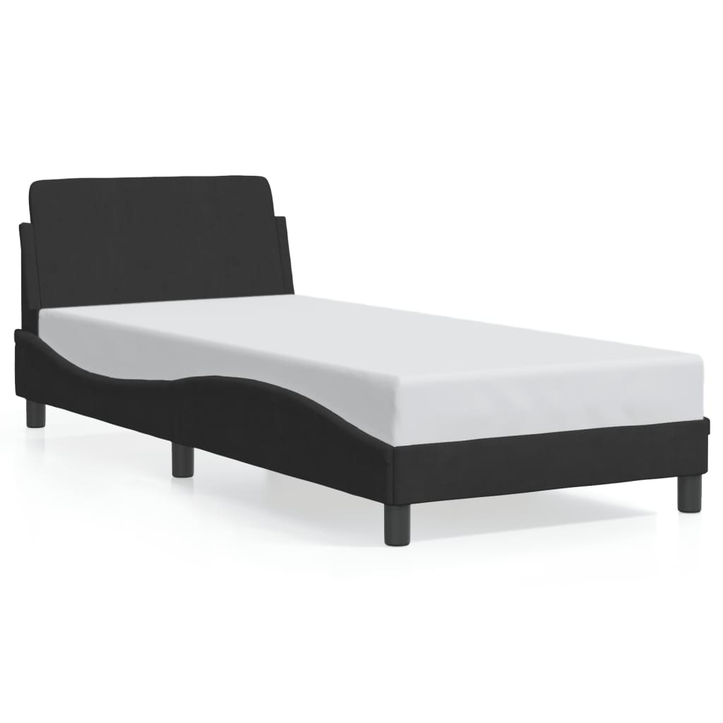Bed Frame with Headboard "Dover" Black 90x190 cm Velvet
