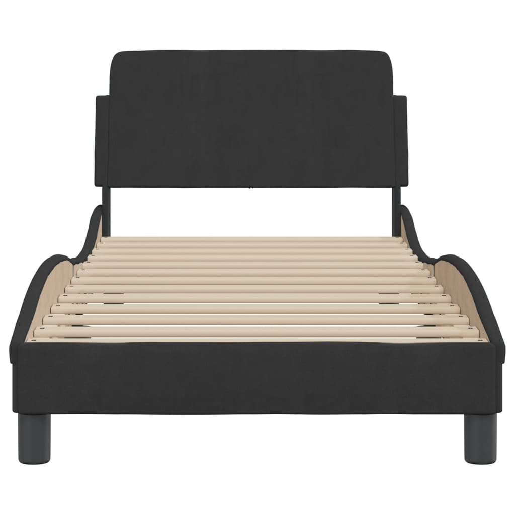 Bed Frame with Headboard "Dover" Black 90x190 cm Velvet