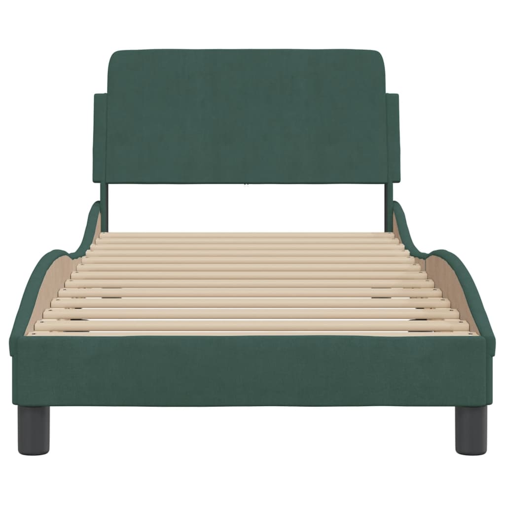 Bed Frame "Dover" Dark Green 90x190 cm Velvet