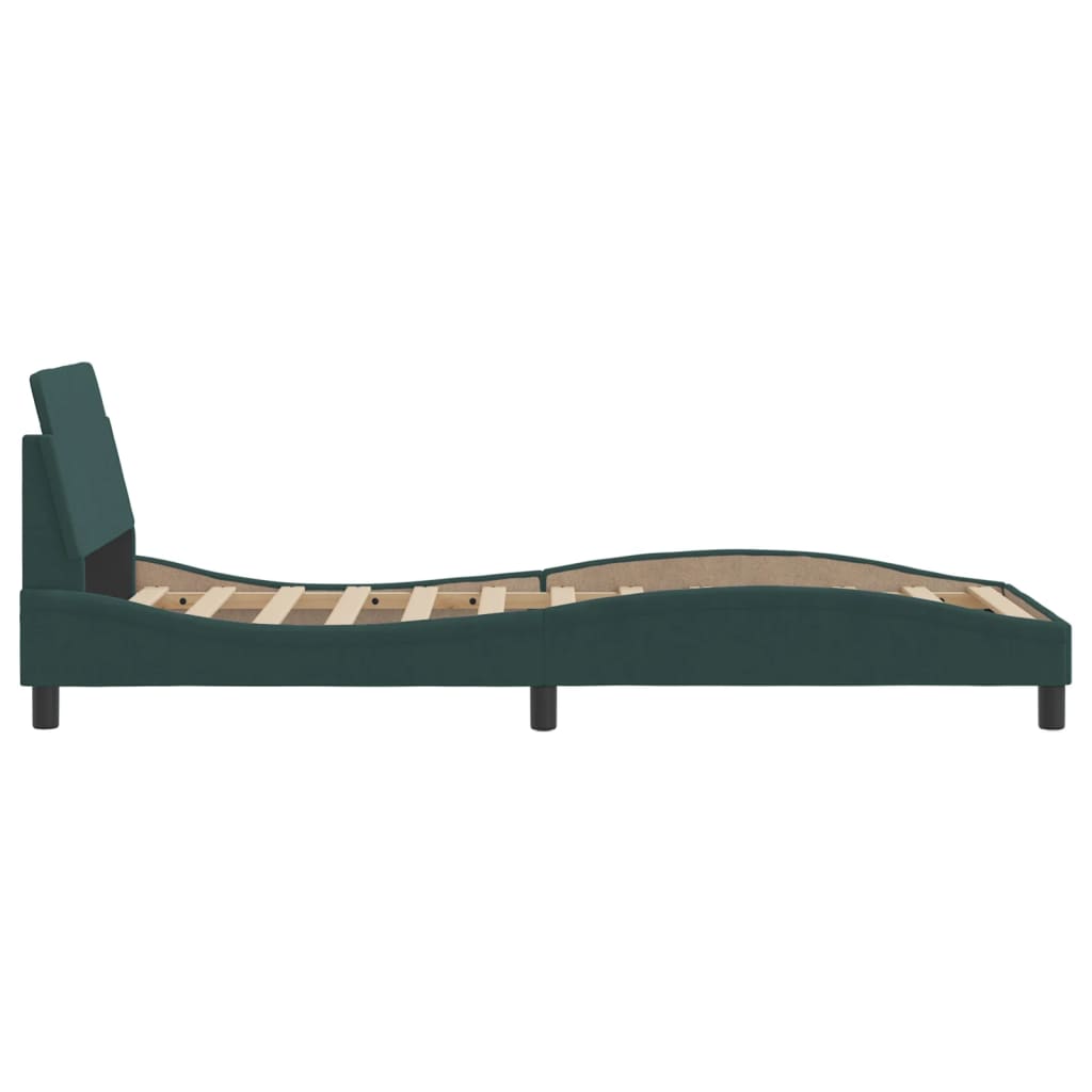 Bed Frame "Dover" Dark Green 90x190 cm Velvet
