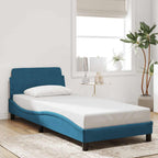 Bed Frame with Headboard "Dover" Blue 90x190 cm Velvet