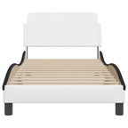 Bed Frame "Dover" White&Black 90x190 cm Faux Leather