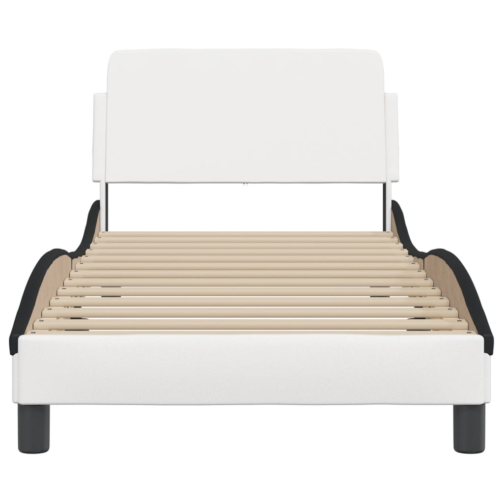 Bed Frame "Dover" White&Black 90x190 cm Faux Leather