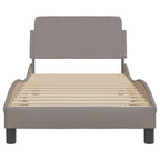 Bed Frame with Headboard "Dover" Taupe 90x200 cm Fabric