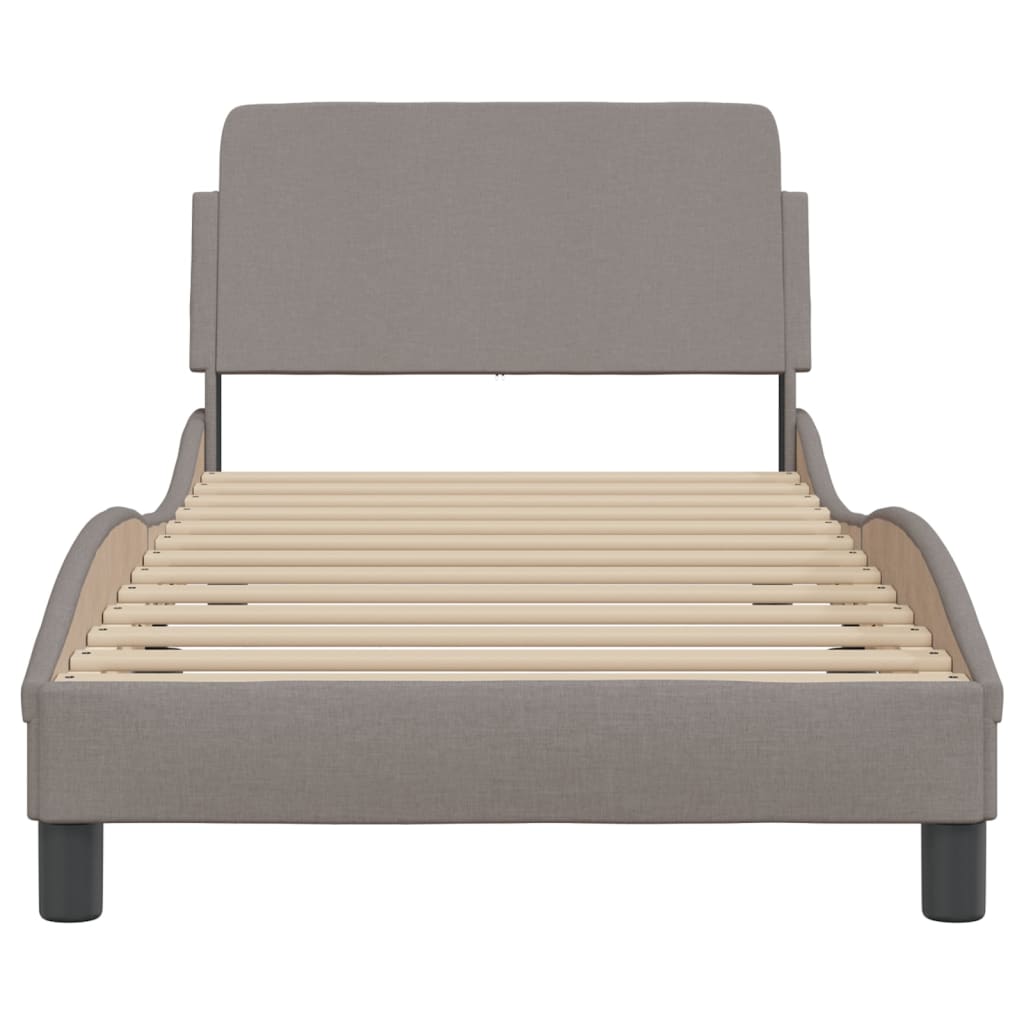 Bed Frame with Headboard "Dover" Taupe 90x200 cm Fabric
