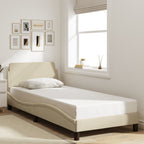 Bed Frame with Headboard "Dover" Cream 90x200 cm Fabric