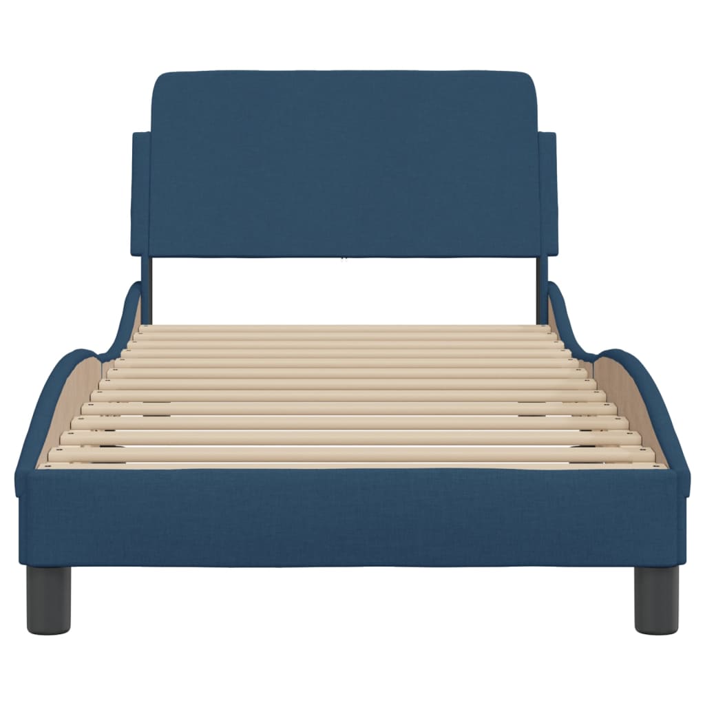 Bed Frame with Headboard "Dover" Blue 90x200 cm Fabric