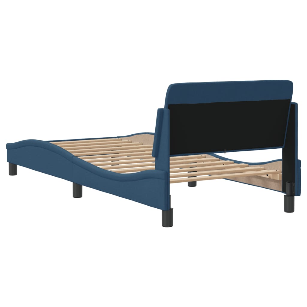 Bed Frame with Headboard "Dover" Blue 90x200 cm Fabric