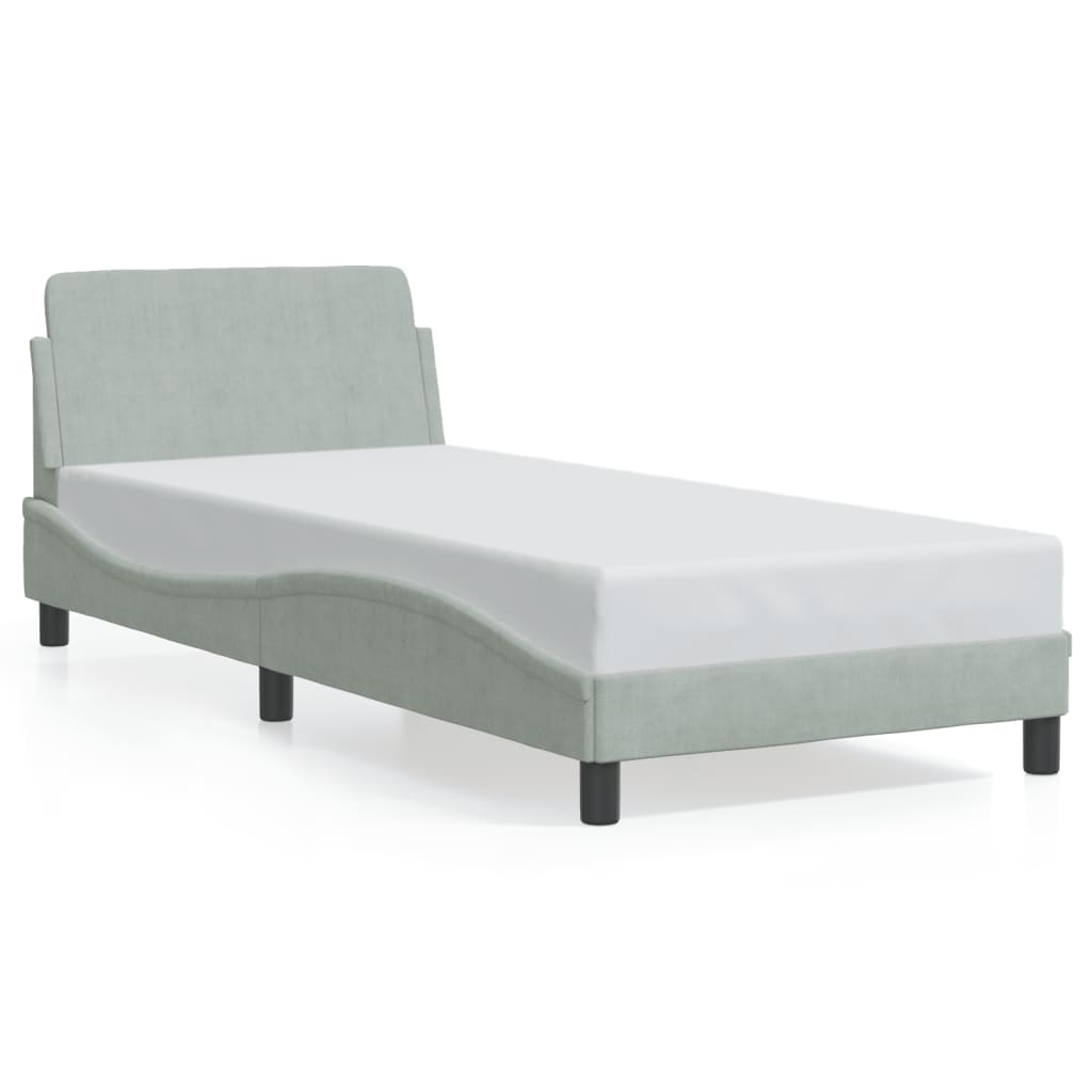 Bed Frame "Dover" Light Grey 90x200 cm Velvet