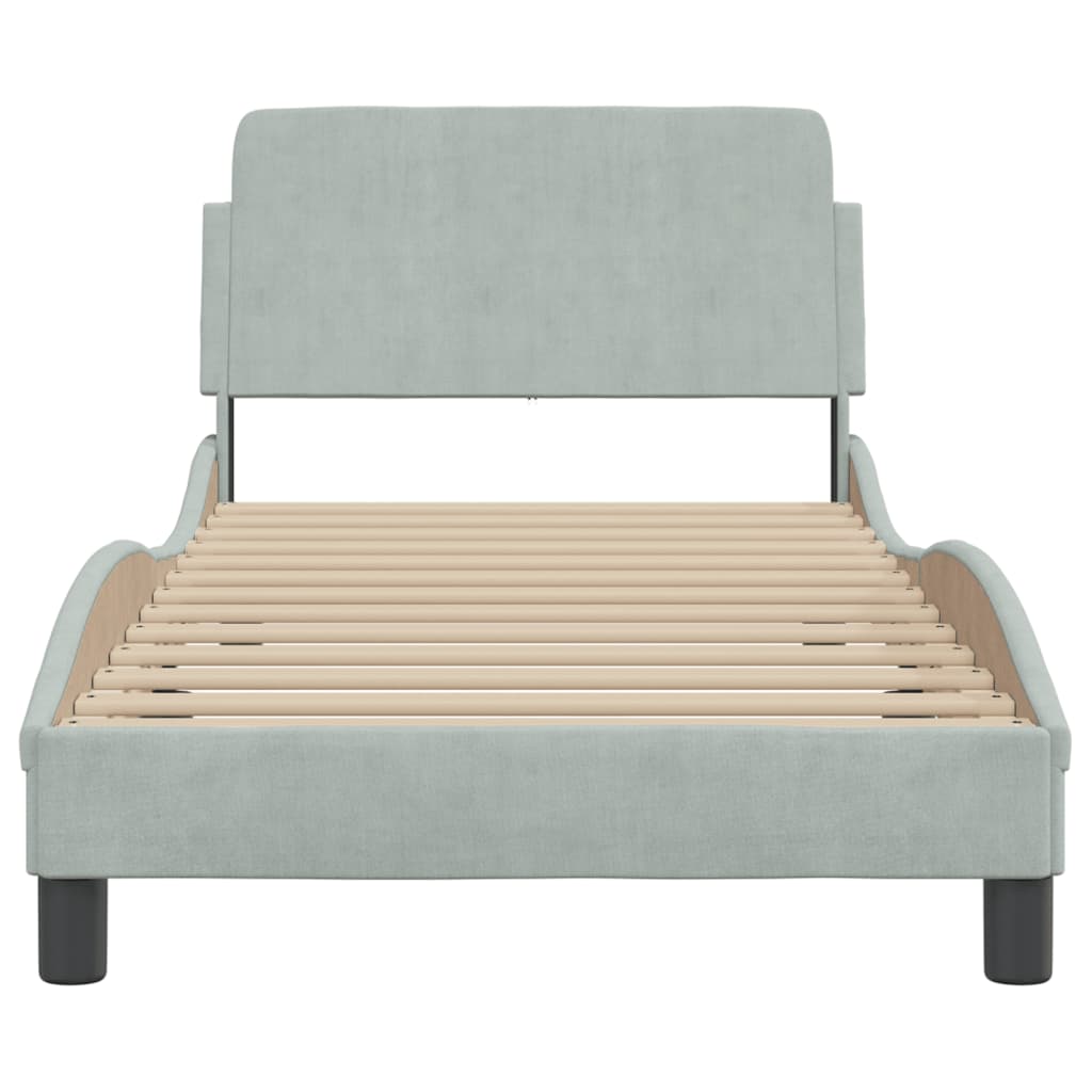 Bed Frame "Dover" Light Grey 90x200 cm Velvet