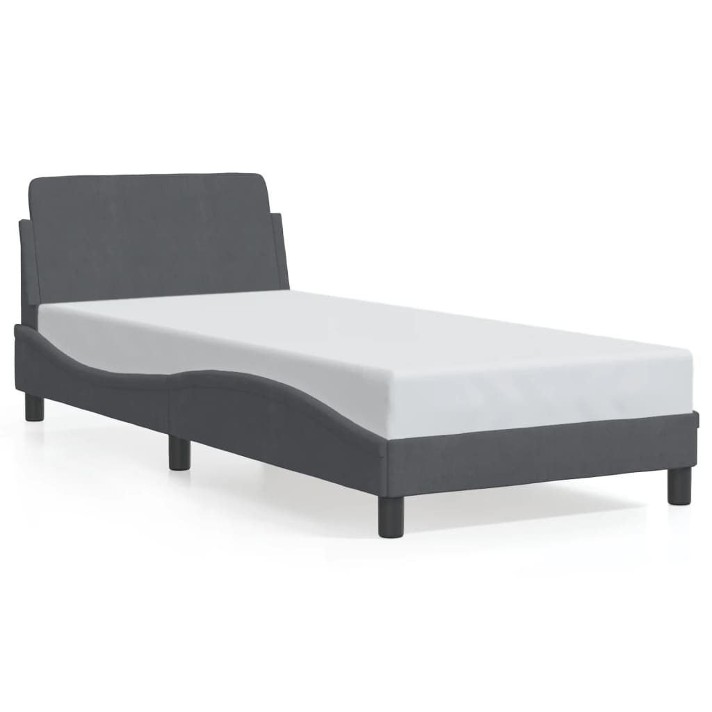 Bed Frame "Dover" Dark Grey 90x200 cm Velvet