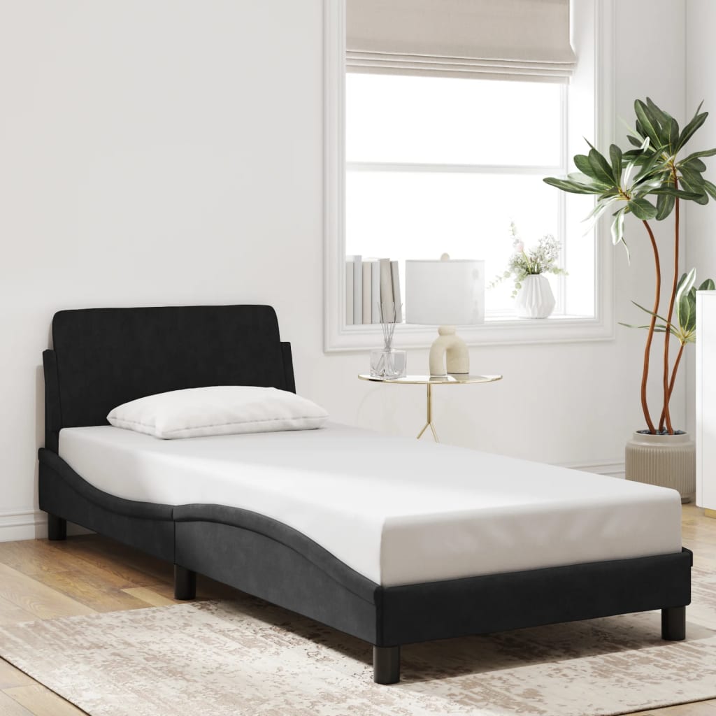 Bed Frame with Headboard "Dover" Black 90x200 cm Velvet