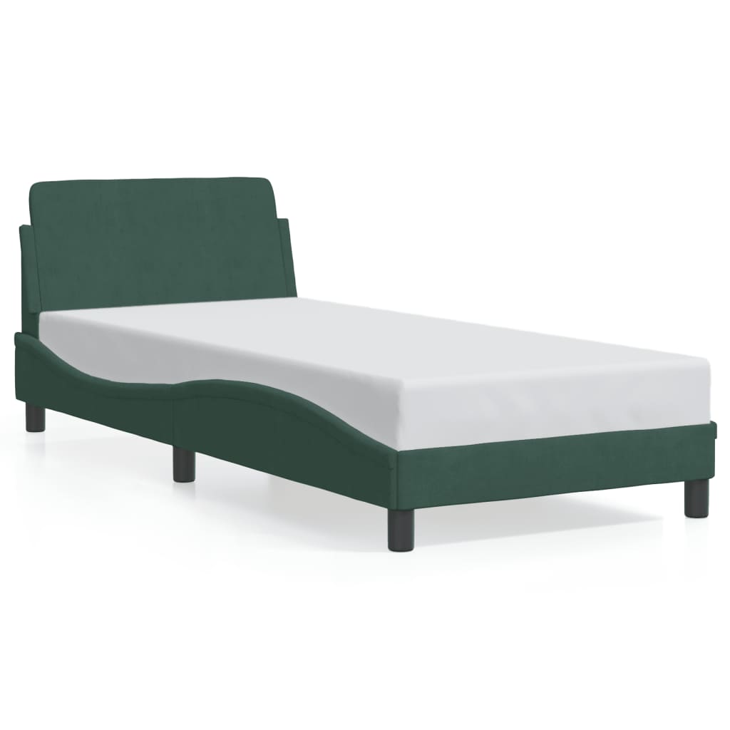 Bed Frame "Dover" Dark Green 90x200 cm Velvet