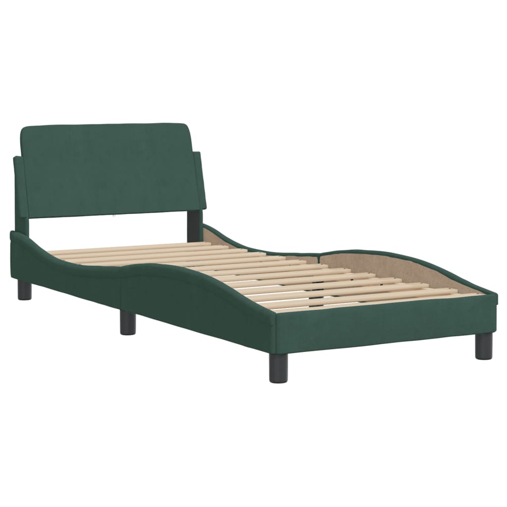 Bed Frame "Dover" Dark Green 90x200 cm Velvet