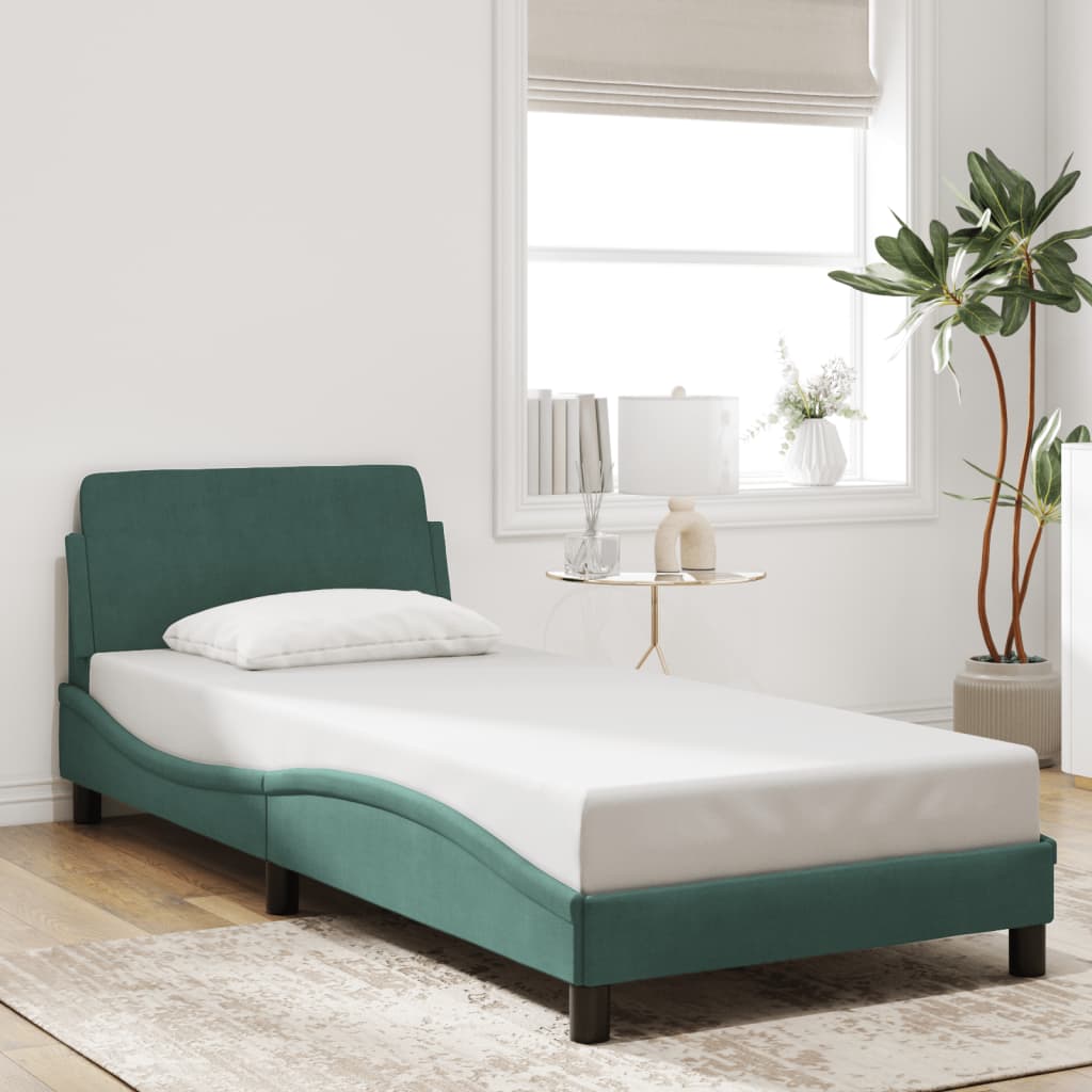 Bed Frame "Dover" Dark Green 90x200 cm Velvet