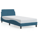 Bed Frame with Headboard "Dover" Blue 90x200 cm Velvet