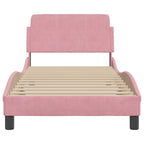Bed Frame with Headboard "Dover" Pink 90x200 cm Velvet