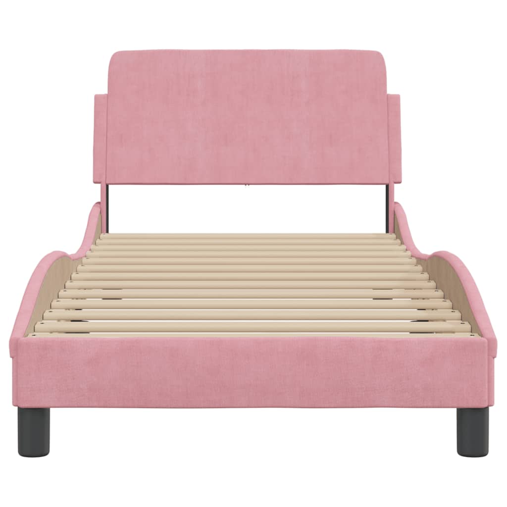 Bed Frame with Headboard "Dover" Pink 90x200 cm Velvet