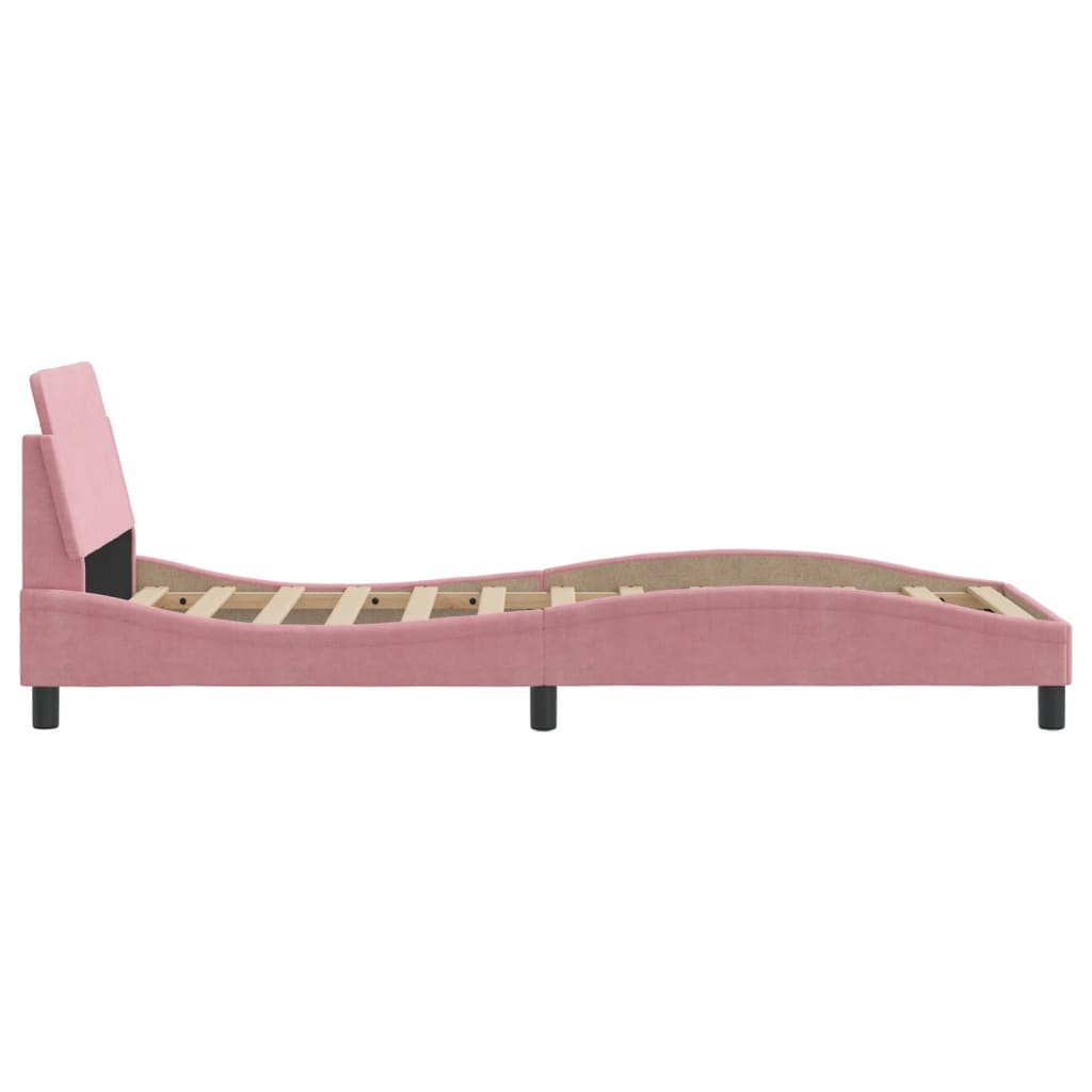 Bed Frame with Headboard "Dover" Pink 90x200 cm Velvet
