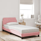 Bed Frame with Headboard "Dover" Pink 90x200 cm Velvet
