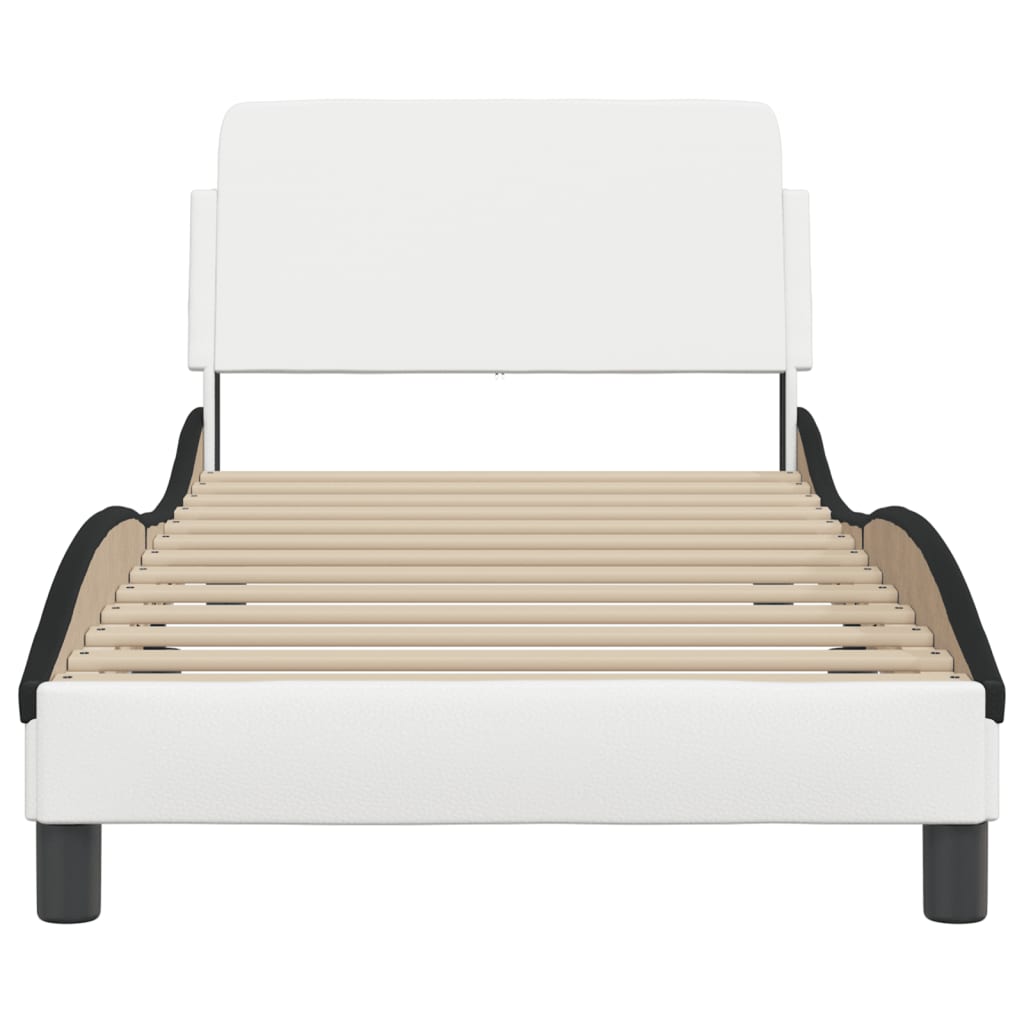 Bed Frame "Dover" White&Black 90x200 cm Faux Leather