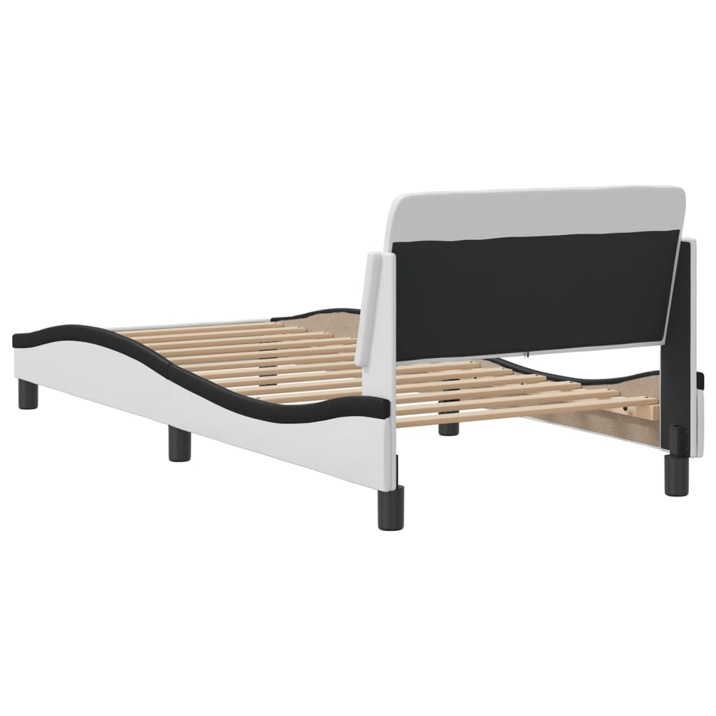 Bed Frame "Dover" White&Black 90x200 cm Faux Leather