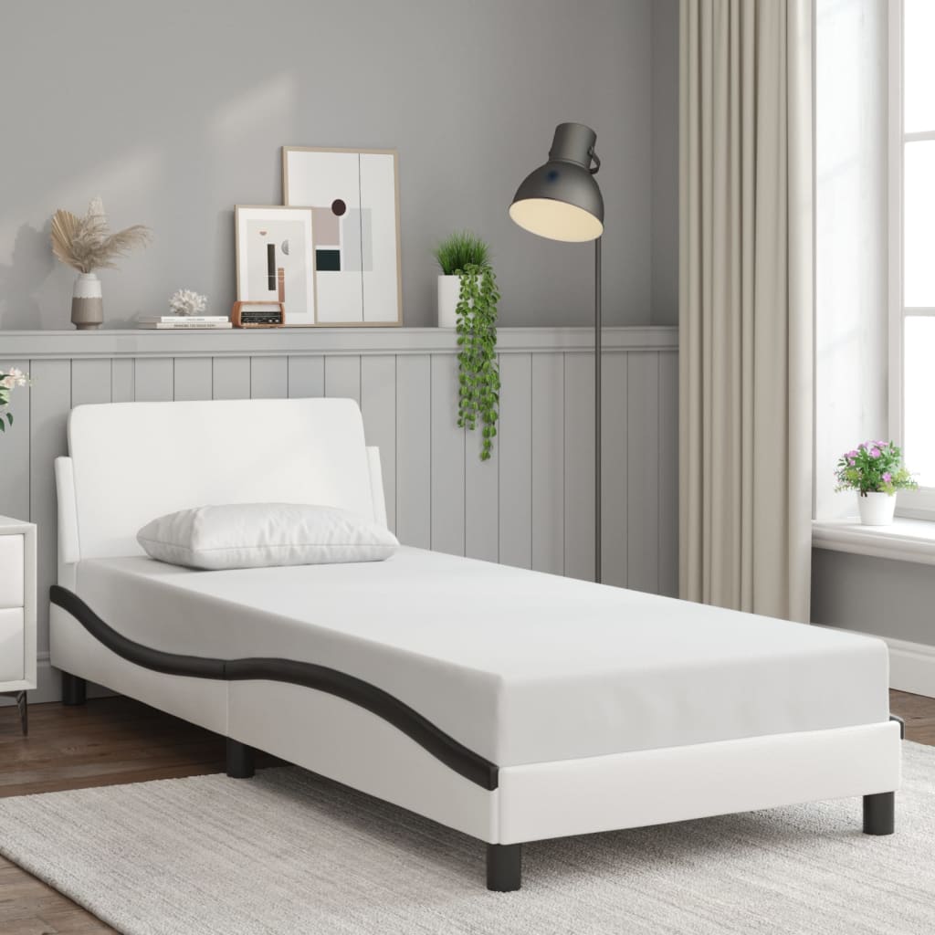 Bed Frame "Dover" White&Black 90x200 cm Faux Leather