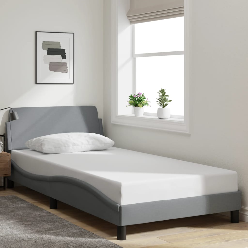 Bed Frame "Dover" Light Grey 100x200 cm Fabric