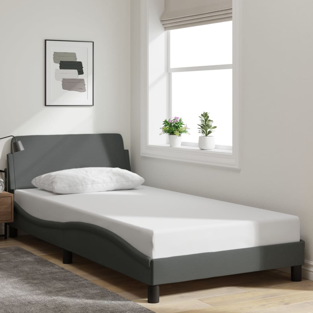 Bed Frame "Dover" Dark Grey 100x200 cm Fabric