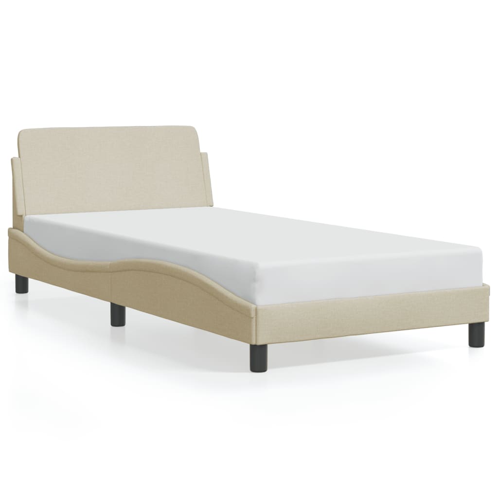 Bed Frame "Dover" Cream 100x200 cm Fabric