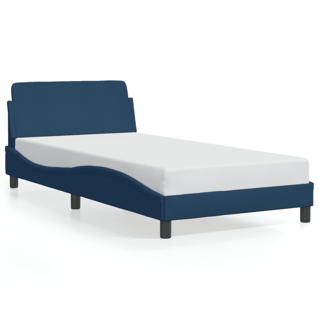 Bed Frame with Headboard "Dover" Blue 100x200 cm Fabric