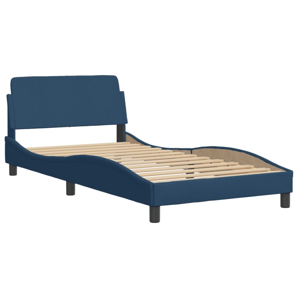 Bed Frame with Headboard "Dover" Blue 100x200 cm Fabric