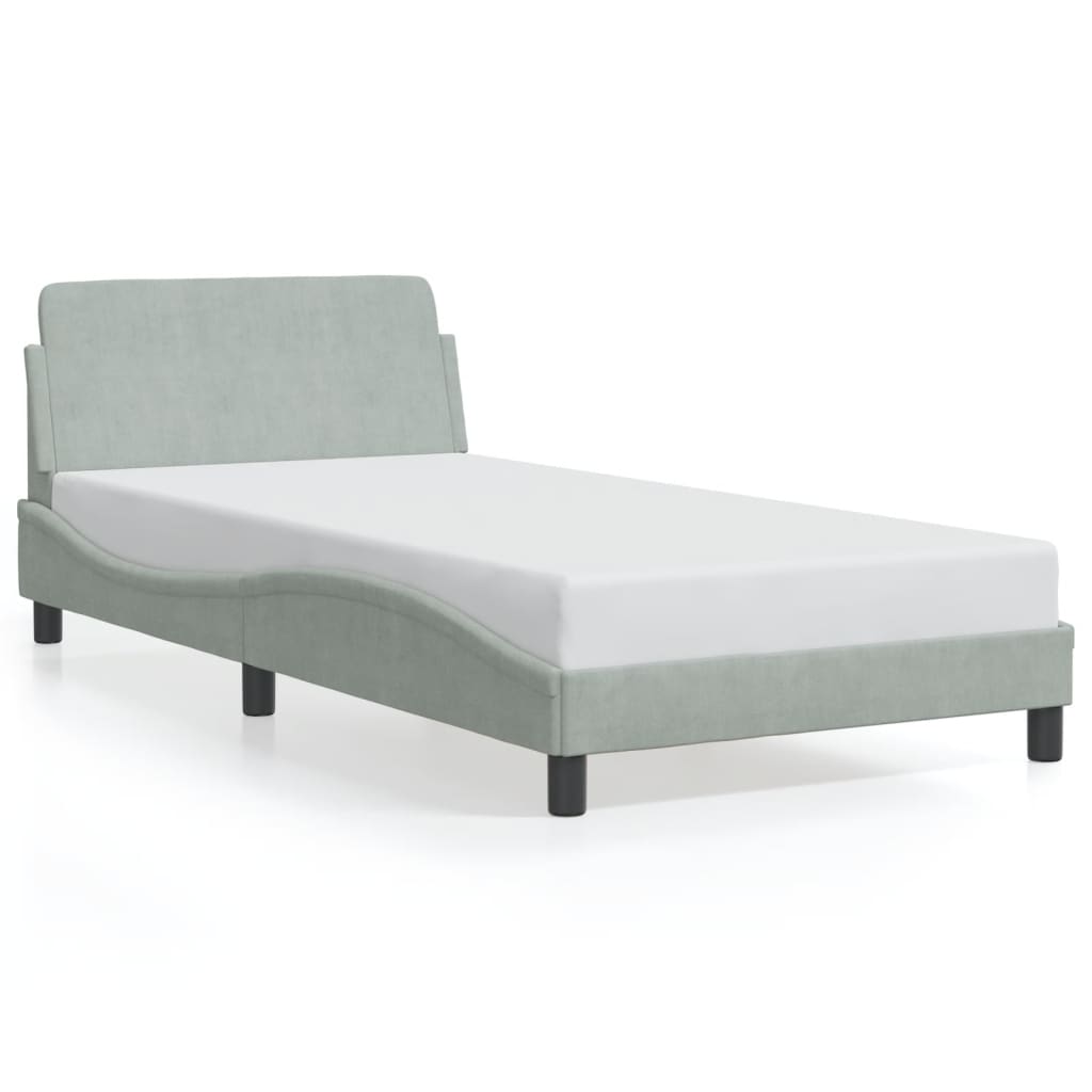 Bed Frame "Dover" Light Grey 100x200 cm Velvet