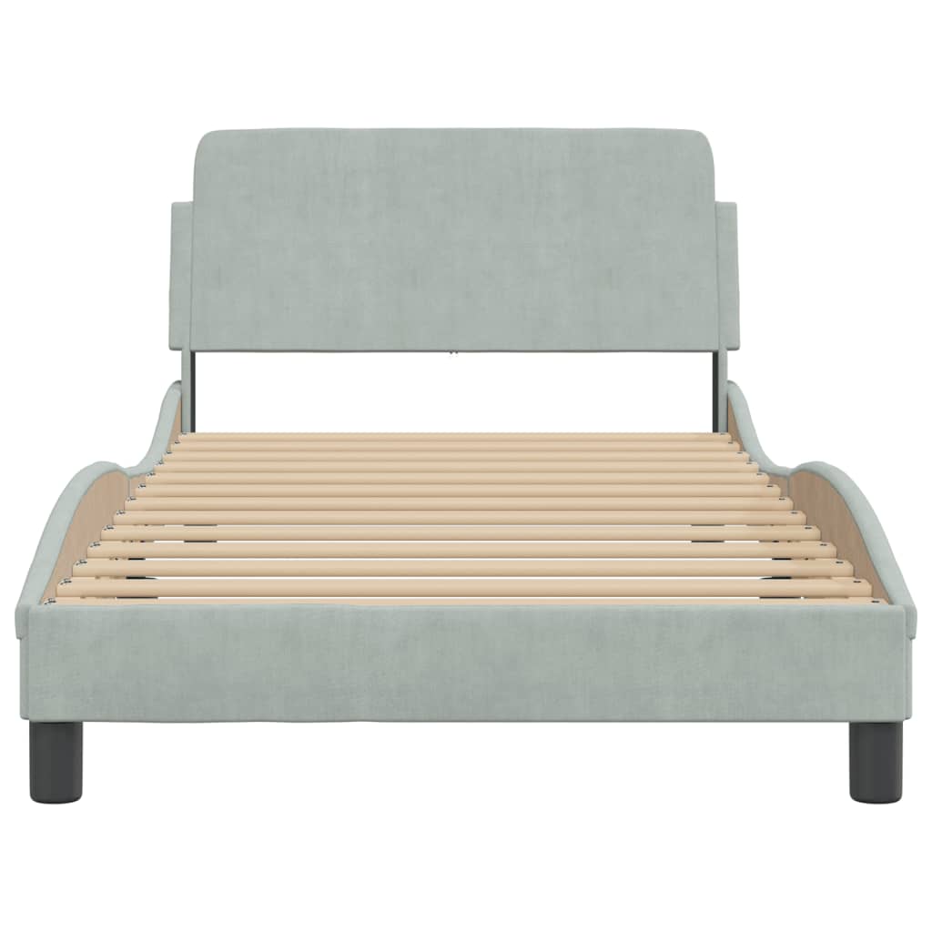 Bed Frame "Dover" Light Grey 100x200 cm Velvet